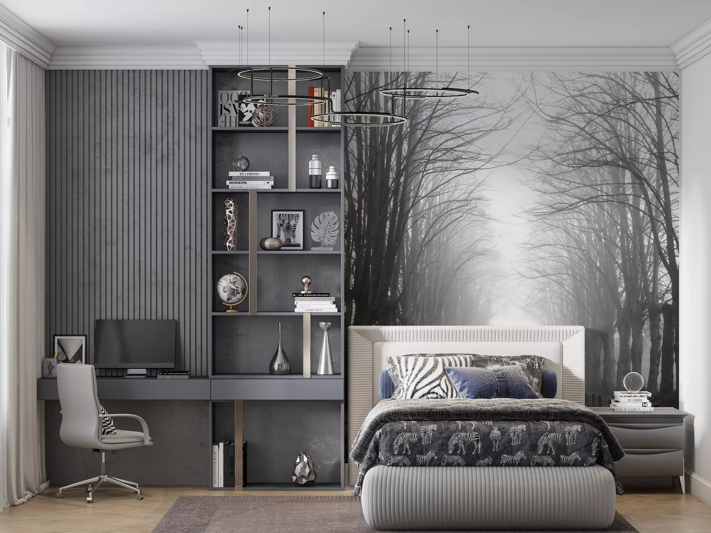 Winter Path of Whispering Trees Wall Mural