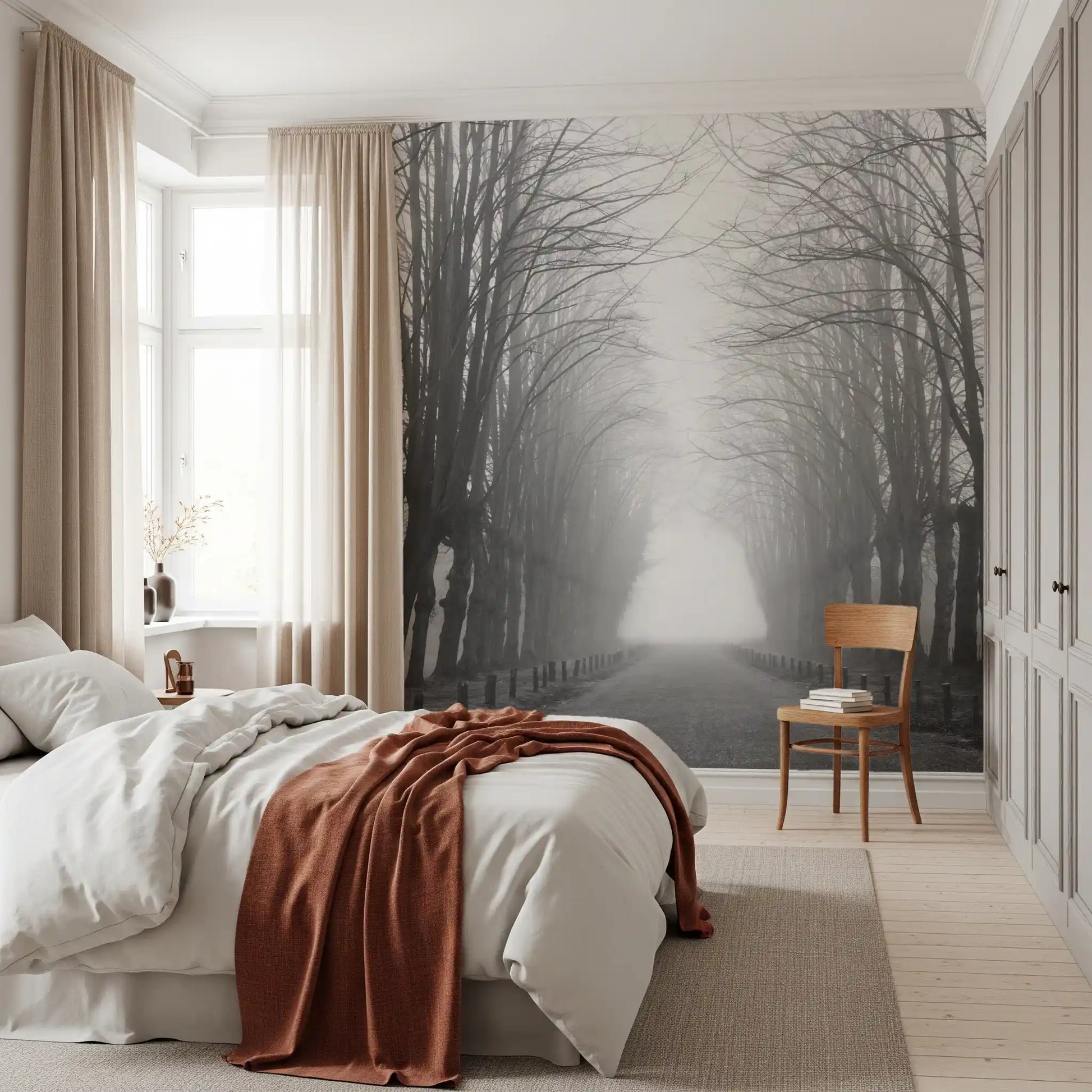 Winter Path of Whispering Trees Wall Mural
