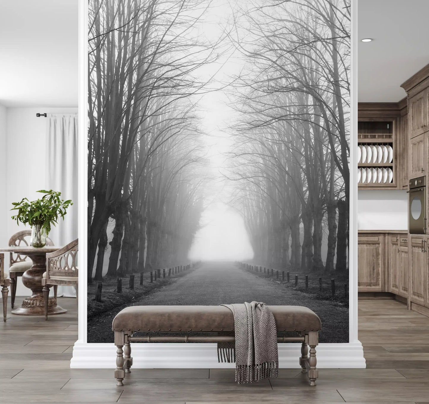 Winter Path of Whispering Trees Wall Mural