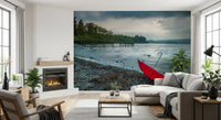 Crimson Accent on Lake District Shore Wall Mural