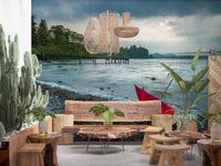 Crimson Accent on Lake District Shore Wall Mural