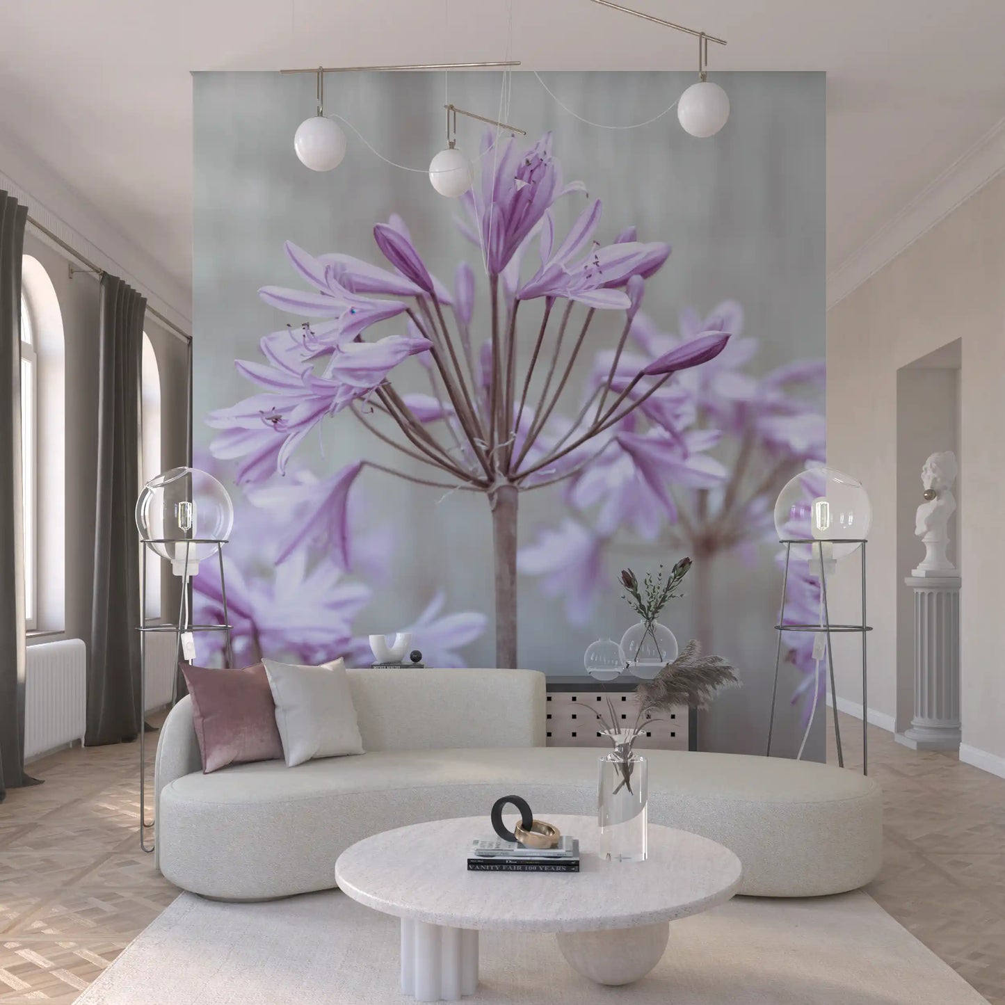 Serene Lilac Agapanthus Blossoms Wall Mural