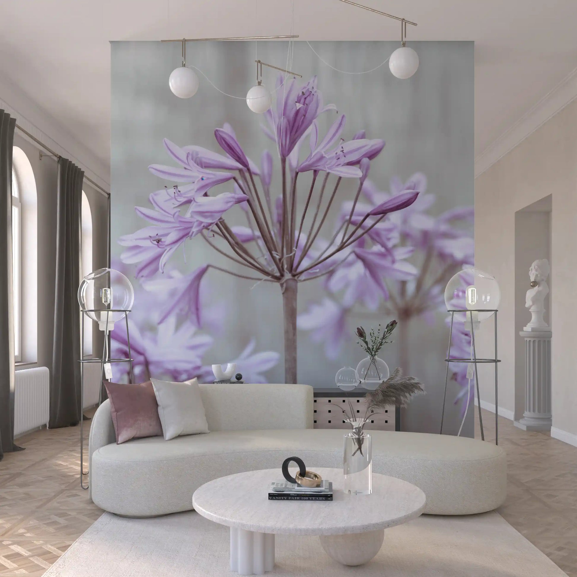 Serene Lilac Agapanthus Blossoms Wall Mural