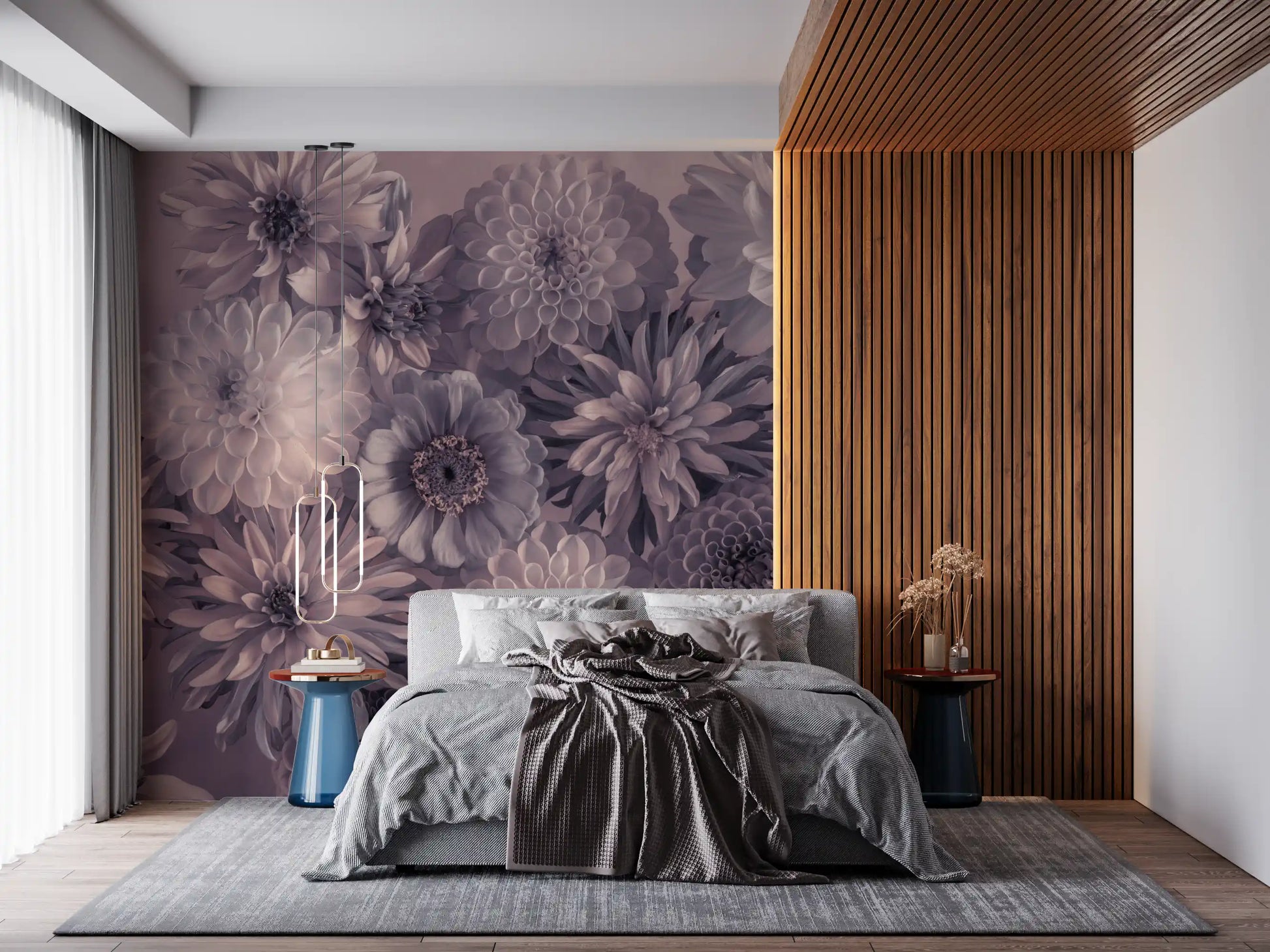 Smoky Lavender Botanical Bouquet Wall Mural