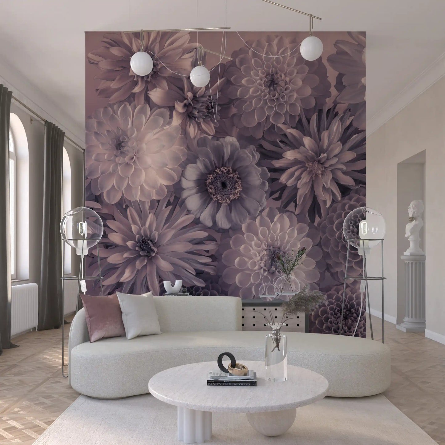 Smoky Lavender Botanical Bouquet Wall Mural