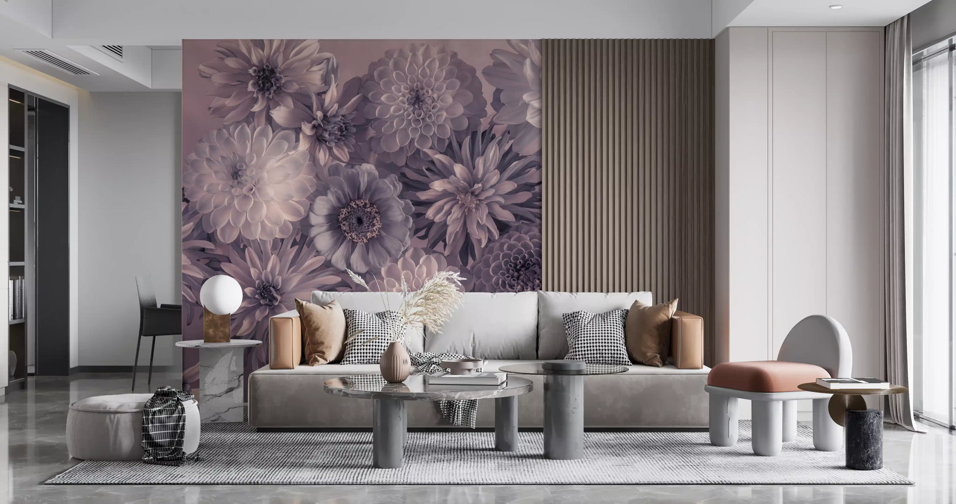 Smoky Lavender Botanical Bouquet Wall Mural
