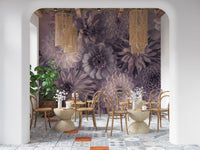 Smoky Lavender Botanical Bouquet Wall Mural