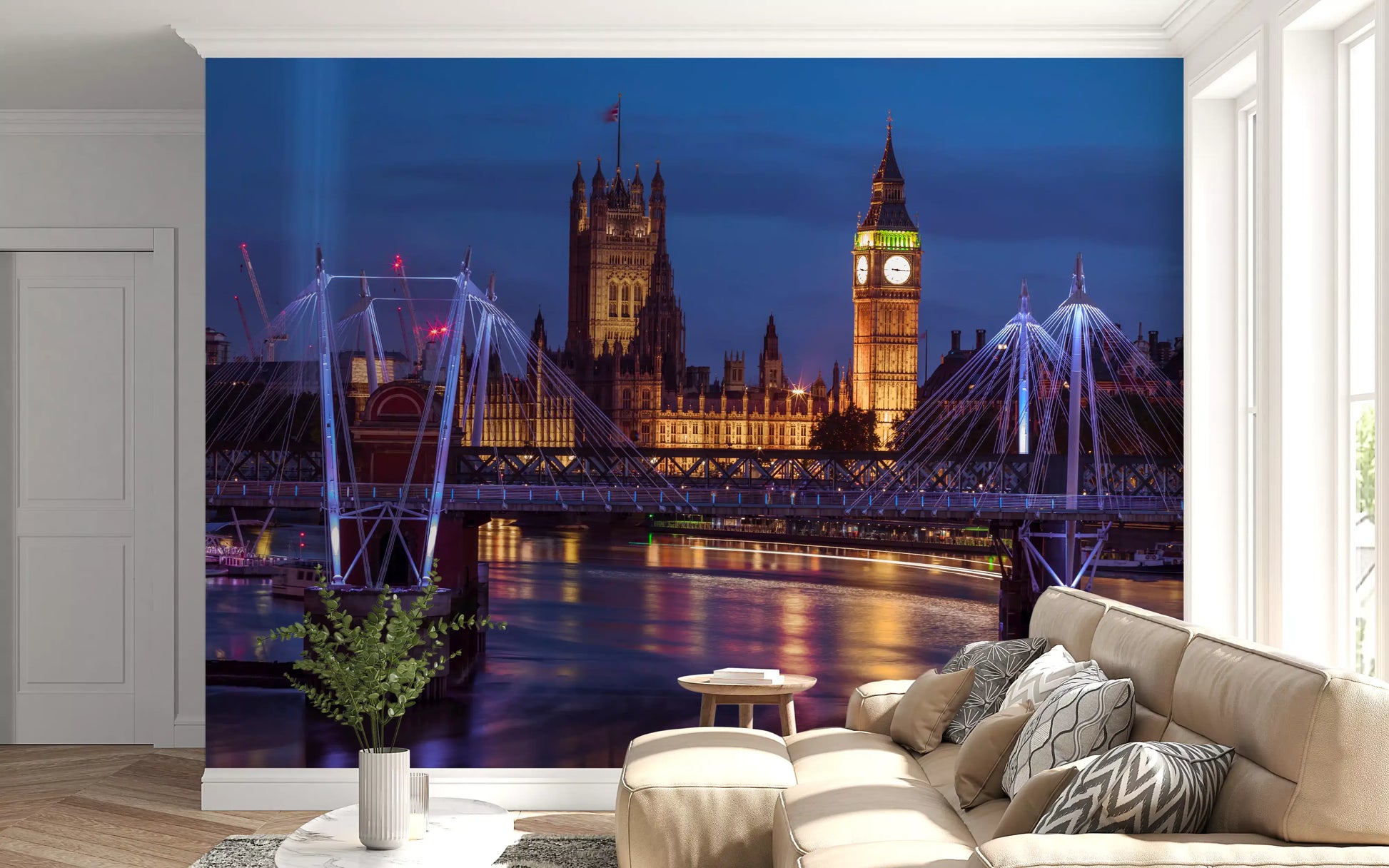Big Ben and Bridge Reflections Wall Mural