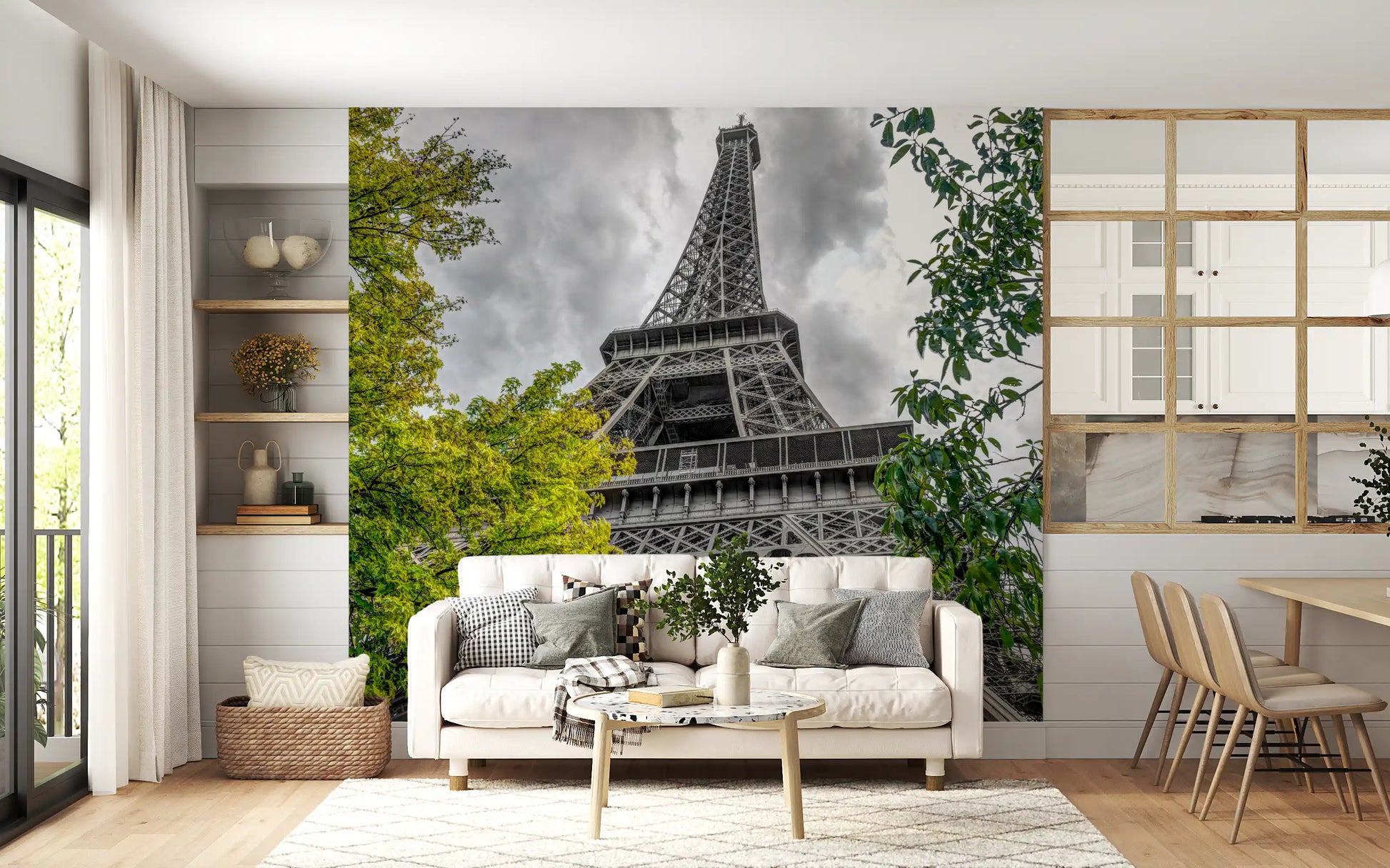Parisian Skyward Perspective Art Wall Mural