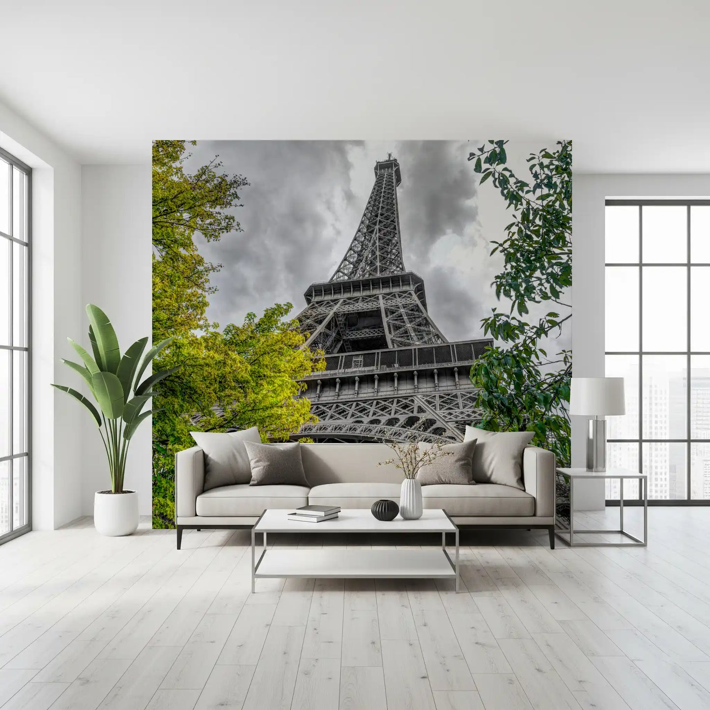 Parisian Skyward Perspective Art Wall Mural