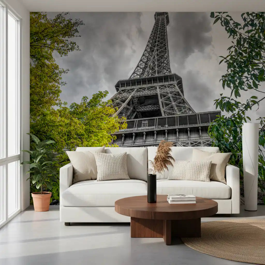 Parisian Skyward Perspective Art Wall Mural
