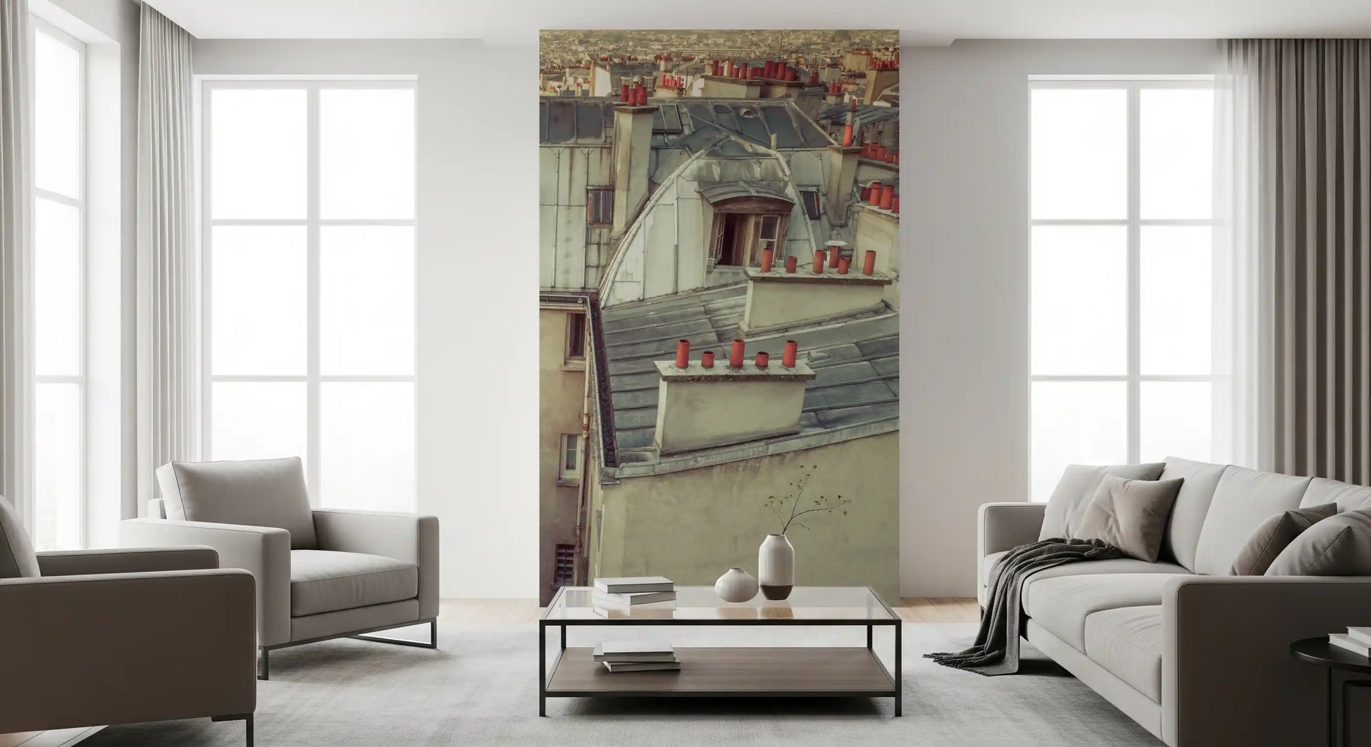 Vintage Paris Skyline Aerial View Wall Mural