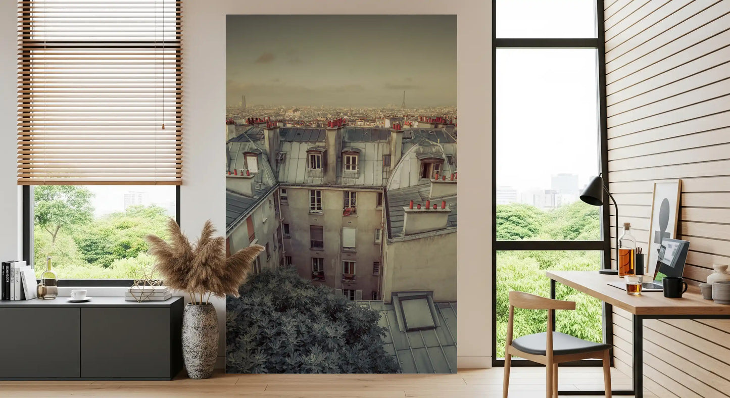 Vintage Paris Skyline Aerial View Wall Mural