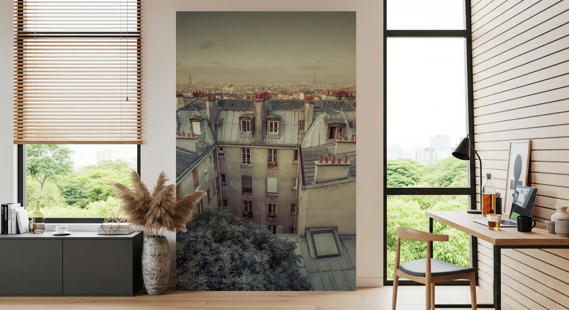 Vintage Paris Skyline Aerial View Wall Mural