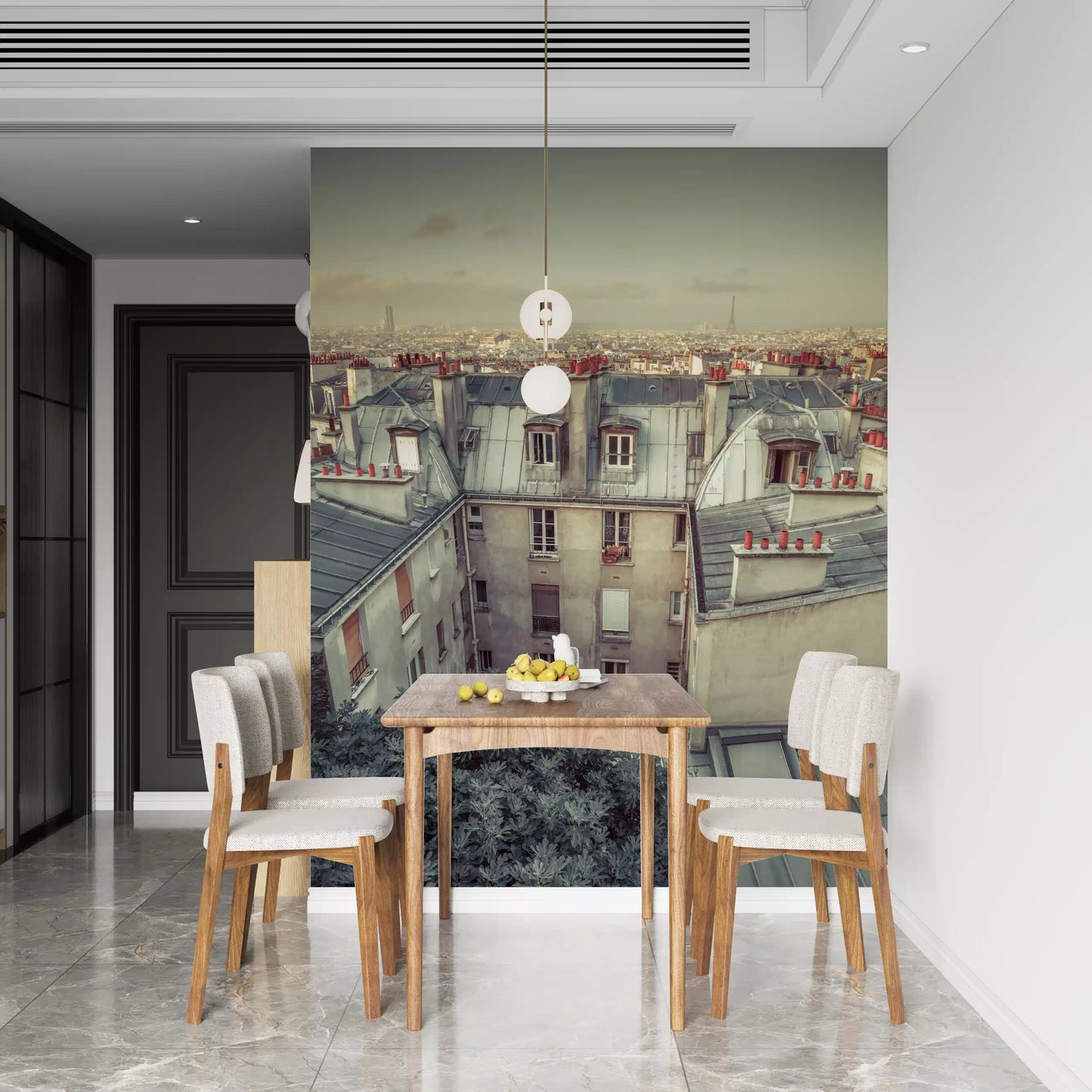 Vintage Paris Skyline Aerial View Wall Mural