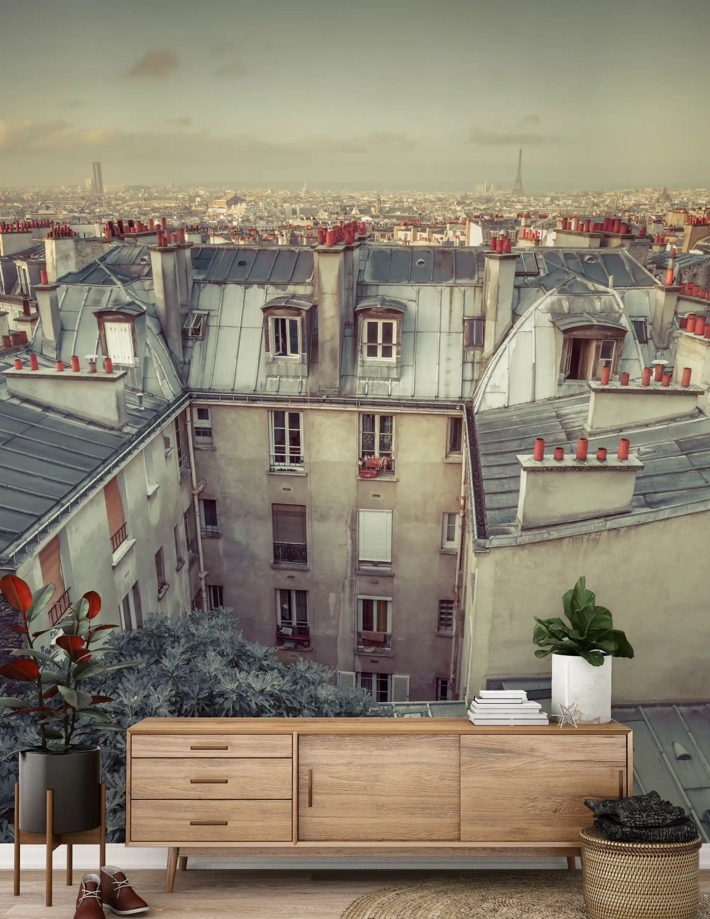 Vintage Paris Skyline Aerial View Wall Mural