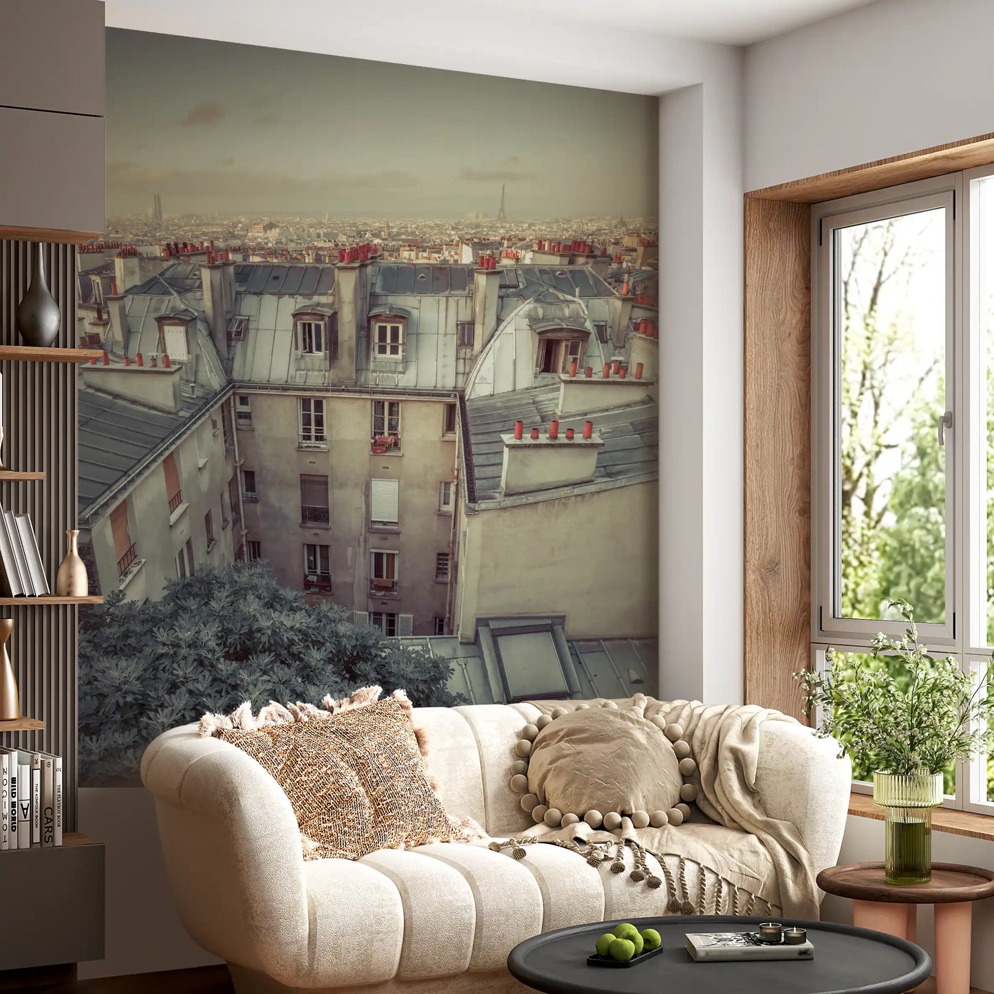 Vintage Paris Skyline Aerial View Wall Mural