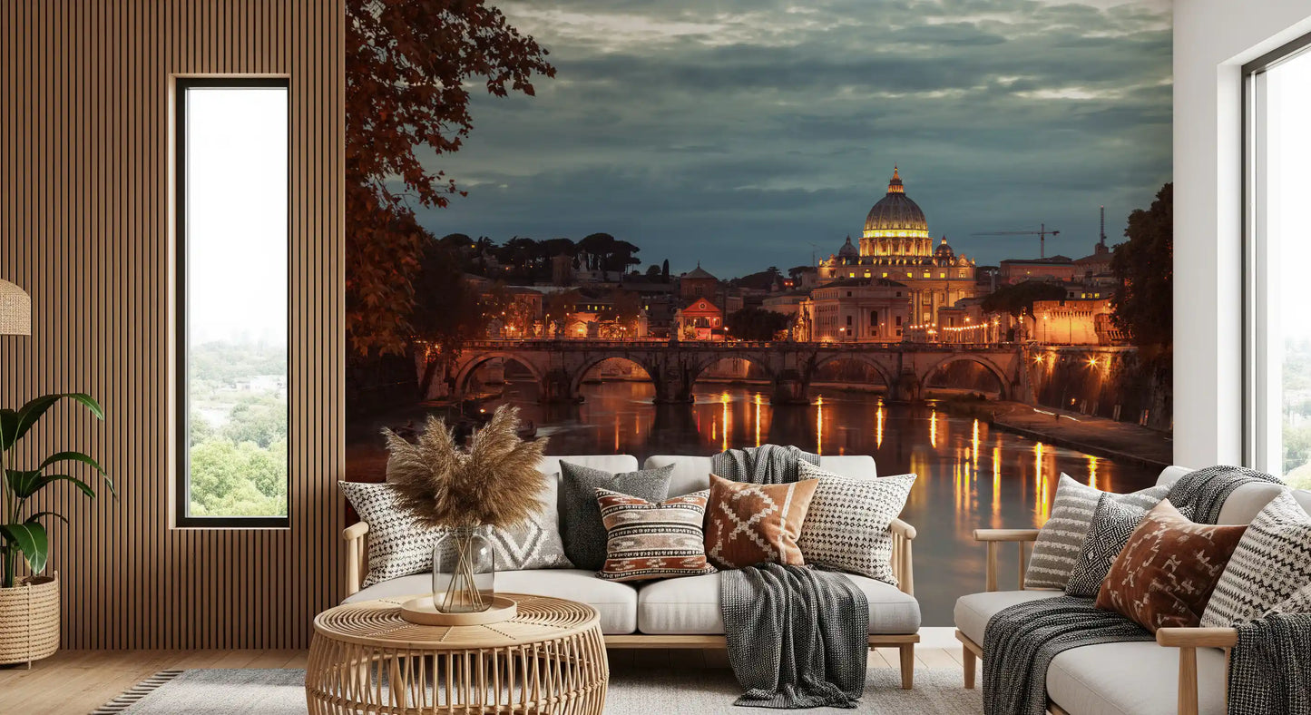 Sunset Over Saint Peters Basilica Wall Mural
