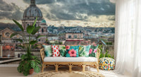 Rome Rooftops under Dramatic Skies Wall Mural