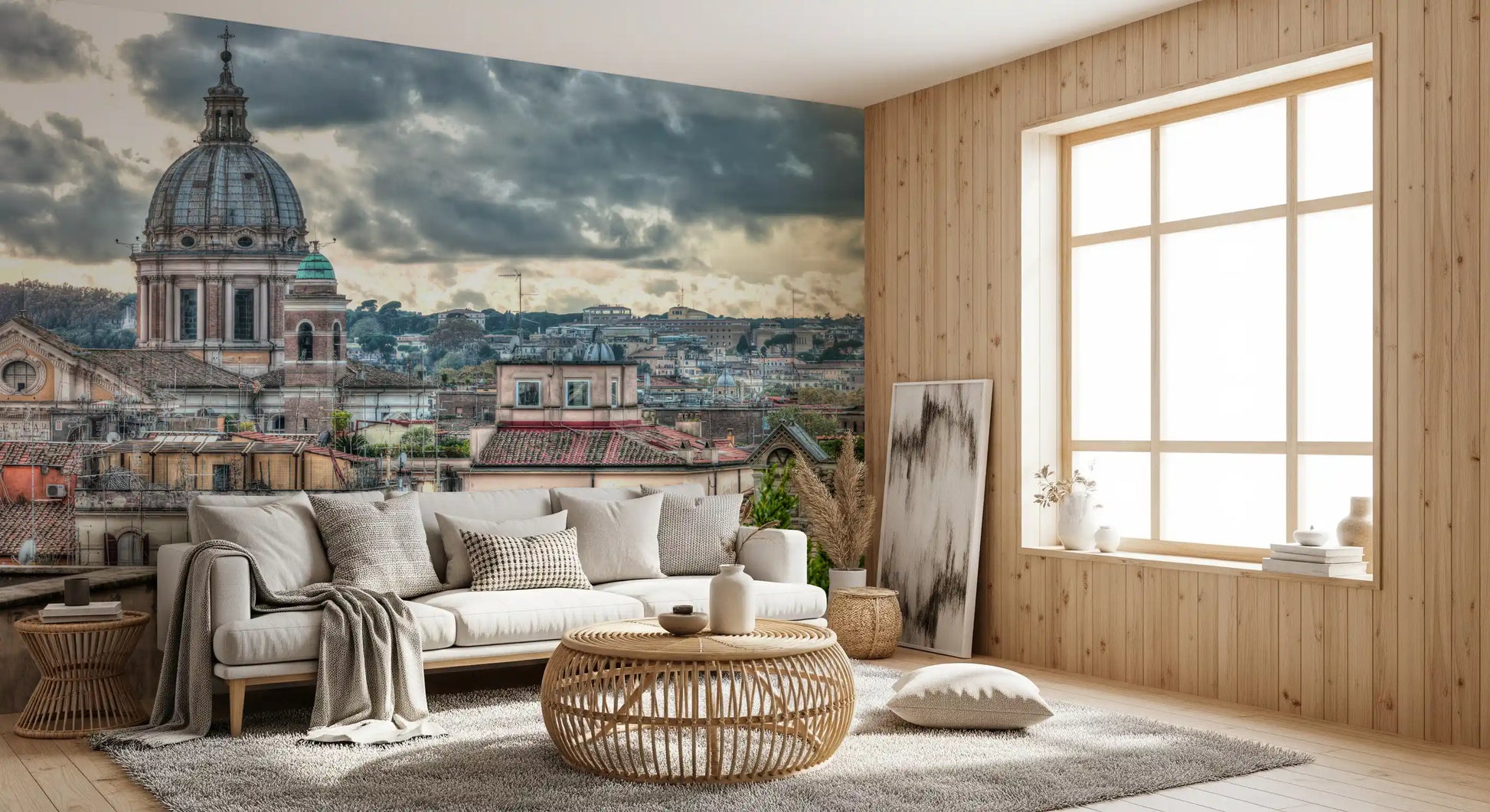 Rome Rooftops under Dramatic Skies Wall Mural