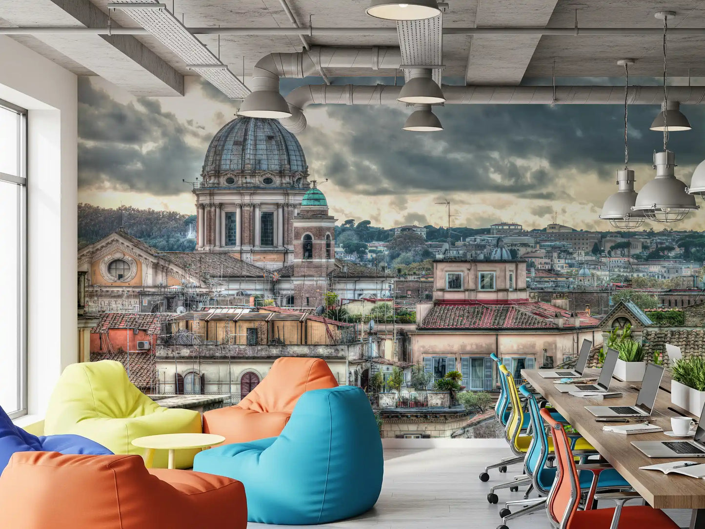 Rome Rooftops under Dramatic Skies Wall Mural