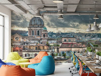 Rome Rooftops under Dramatic Skies Wall Mural