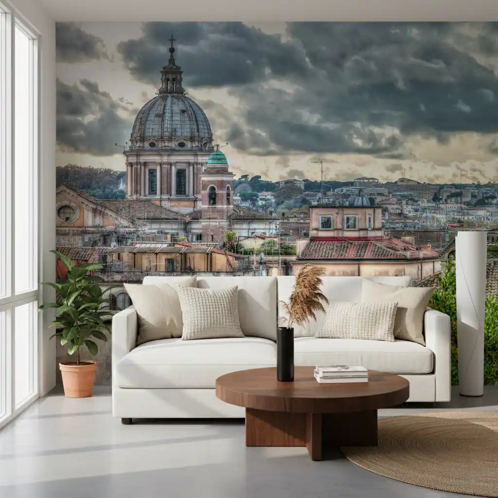 Rome Rooftops under Dramatic Skies Wall Mural