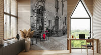 Red Umbrella on Quiet Italian Street Wall Mural