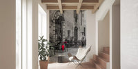 Red Umbrella on Quiet Italian Street Wall Mural