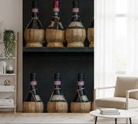 Tuscan Chianti Bottles in Straw Fiaschi Wall Mural