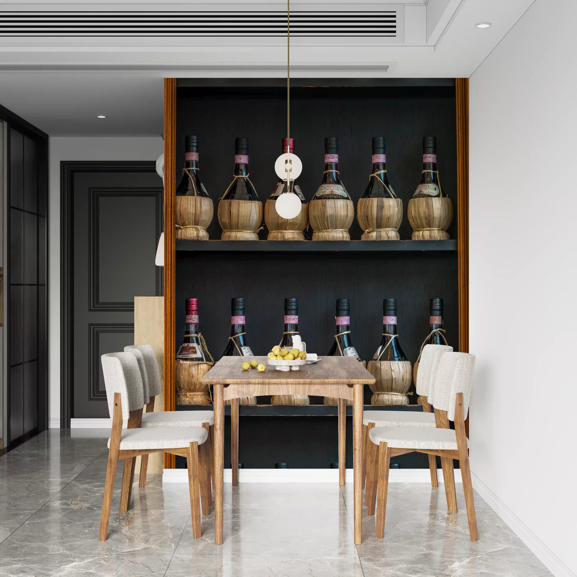 Tuscan Chianti Bottles in Straw Fiaschi Wall Mural