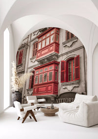 Crimson Maltese Balconies of Vittoriosa Wall Mural
