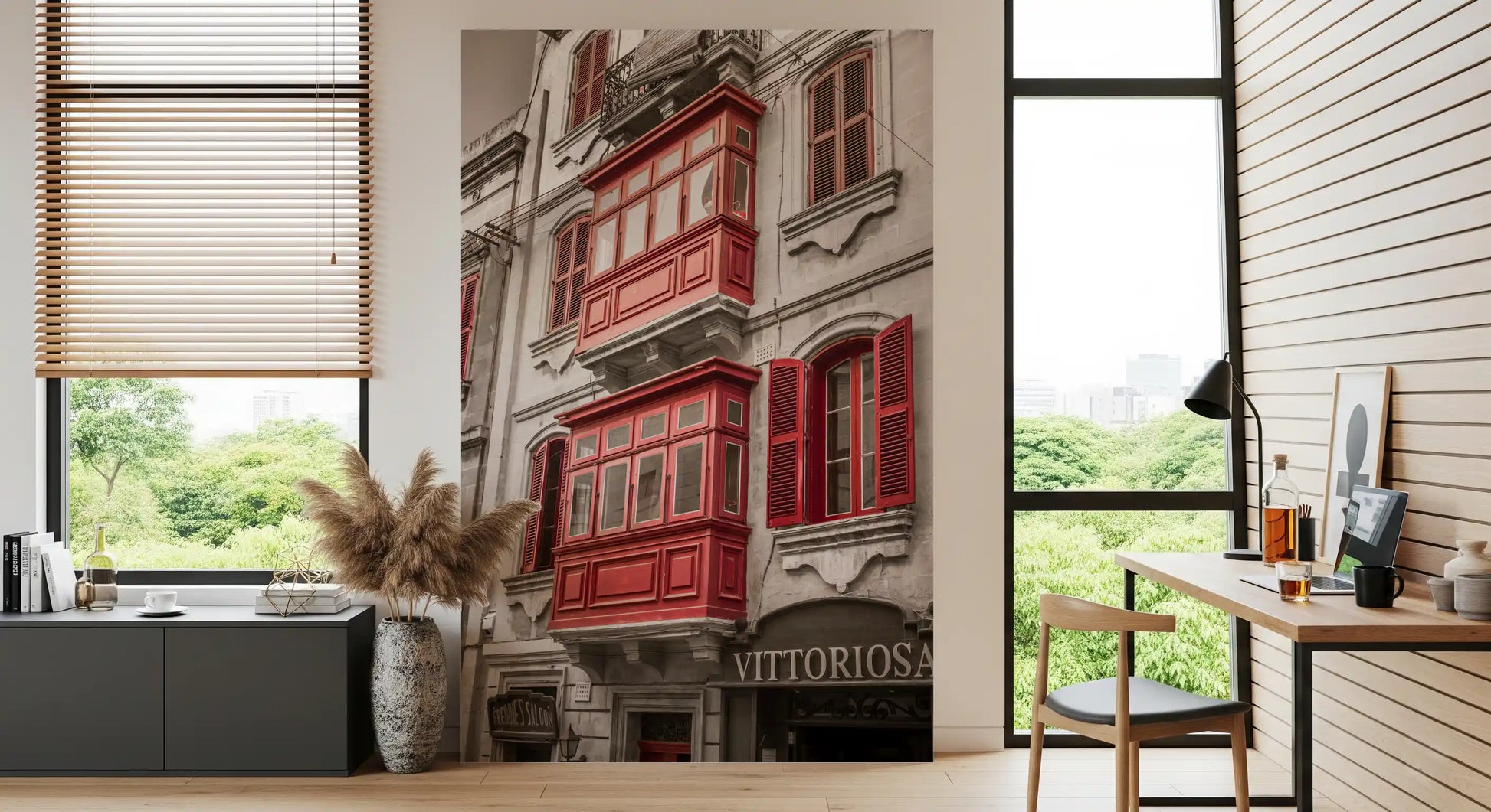Crimson Maltese Balconies of Vittoriosa Wall Mural