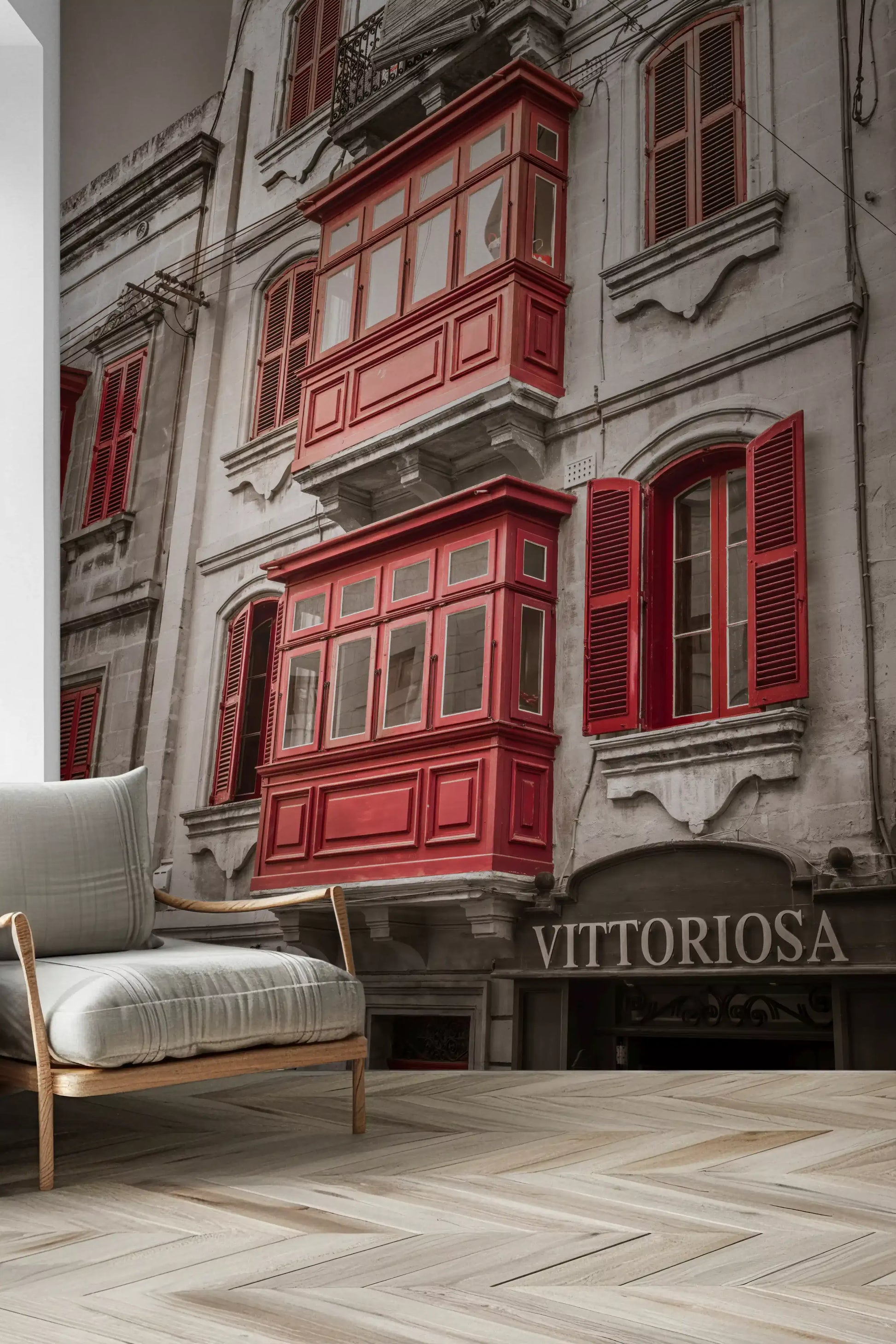 Crimson Maltese Balconies of Vittoriosa Wall Mural