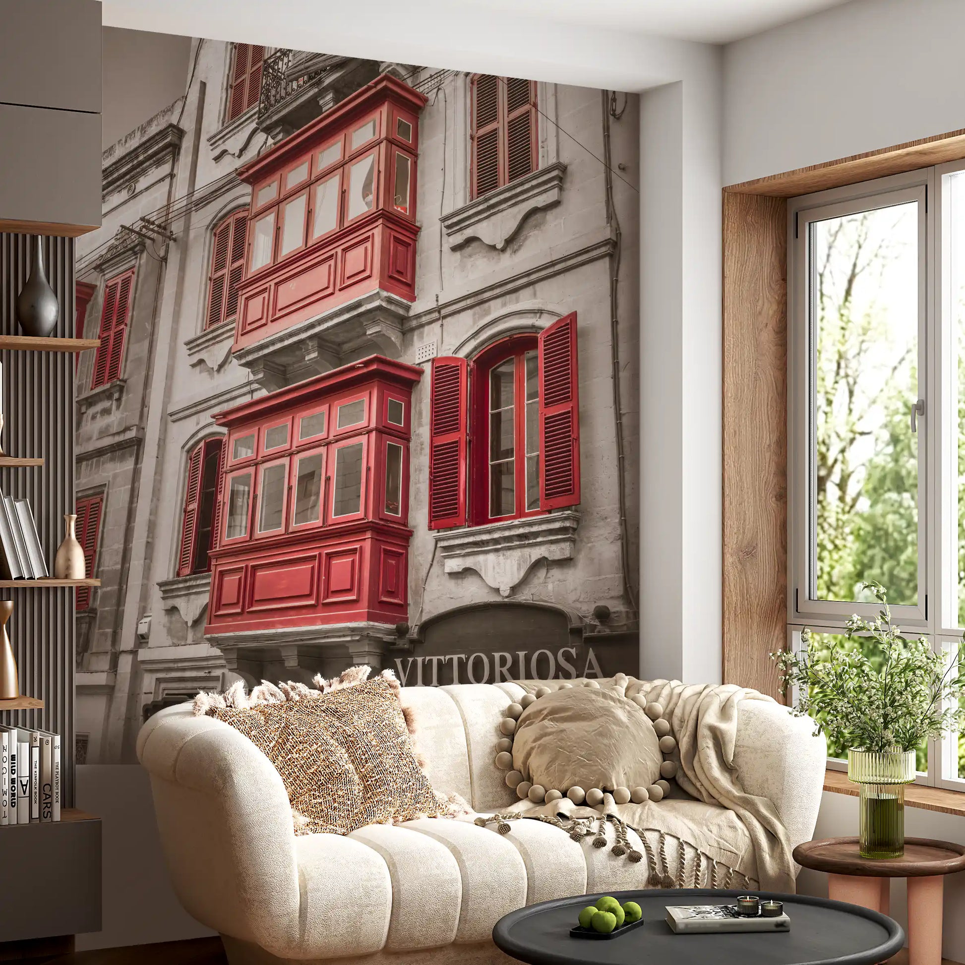 Crimson Maltese Balconies of Vittoriosa Wall Mural