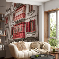 Crimson Maltese Balconies of Vittoriosa Wall Mural