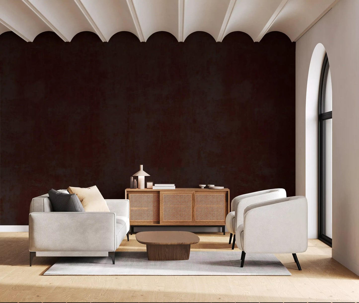 Deep Crimson and Dark Charcoal Grunge Texture Wall Mural