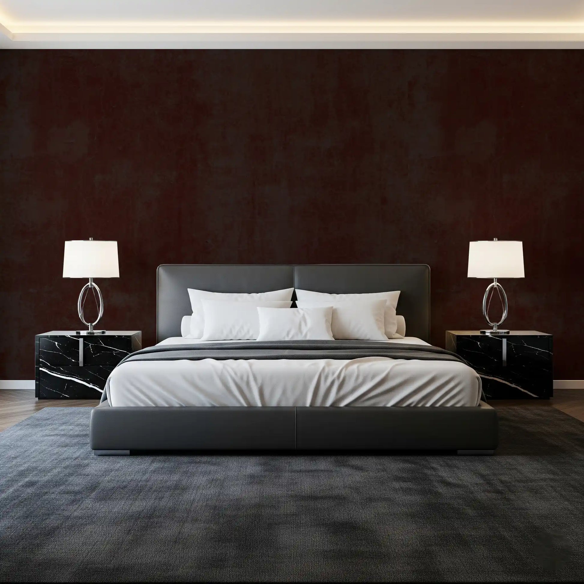 Deep Crimson and Dark Charcoal Grunge Texture Wall Mural