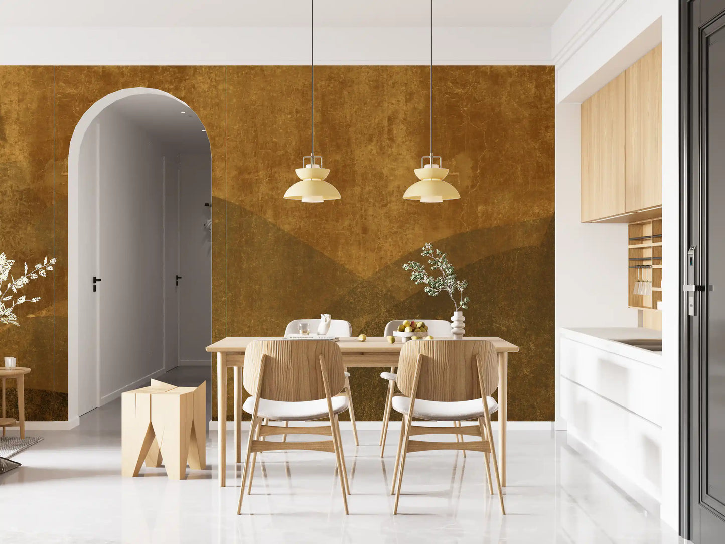 Earthy Tuscan Slopes Textured Art Wall Mural