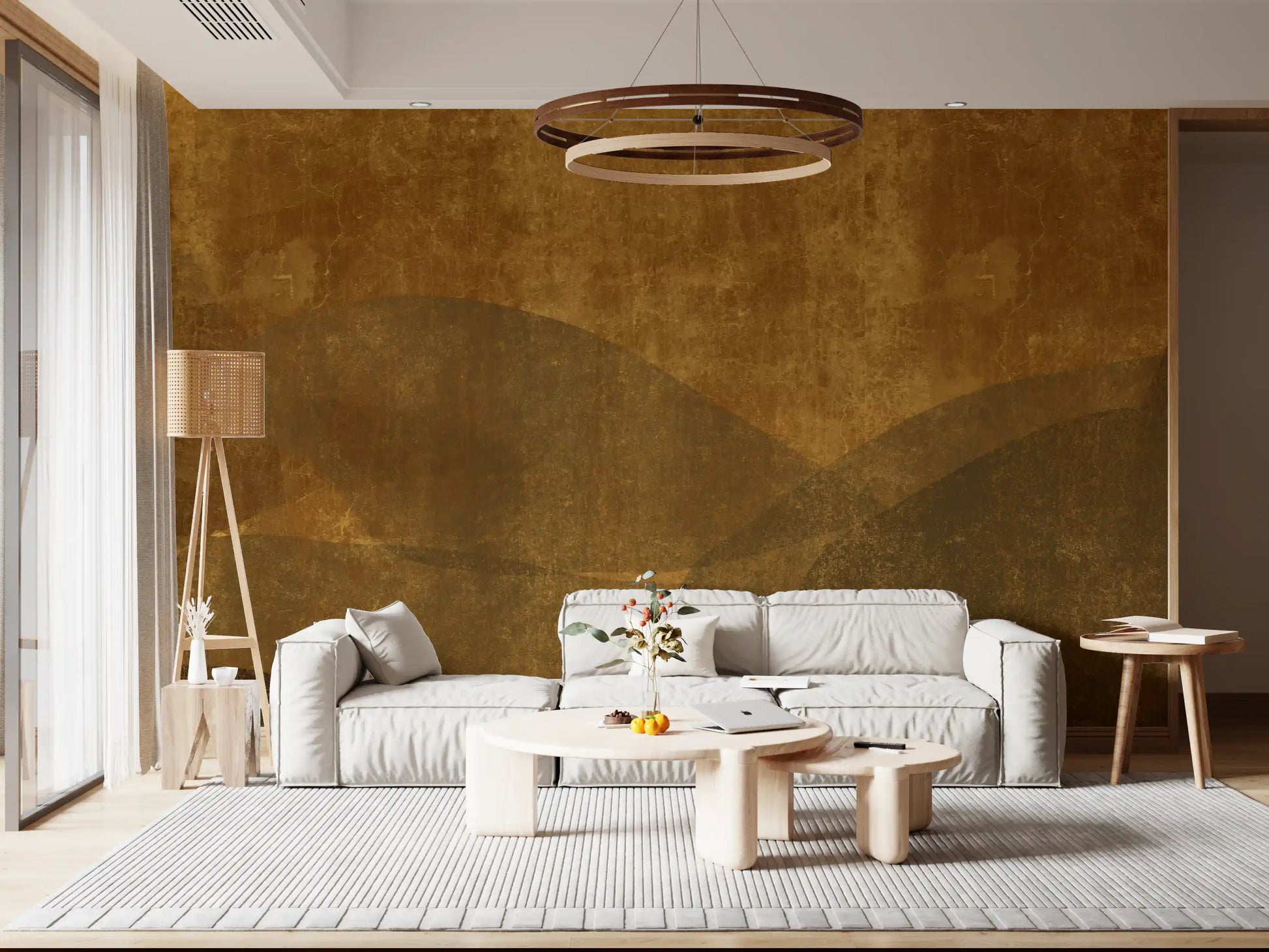 Earthy Tuscan Slopes Textured Art Wall Mural