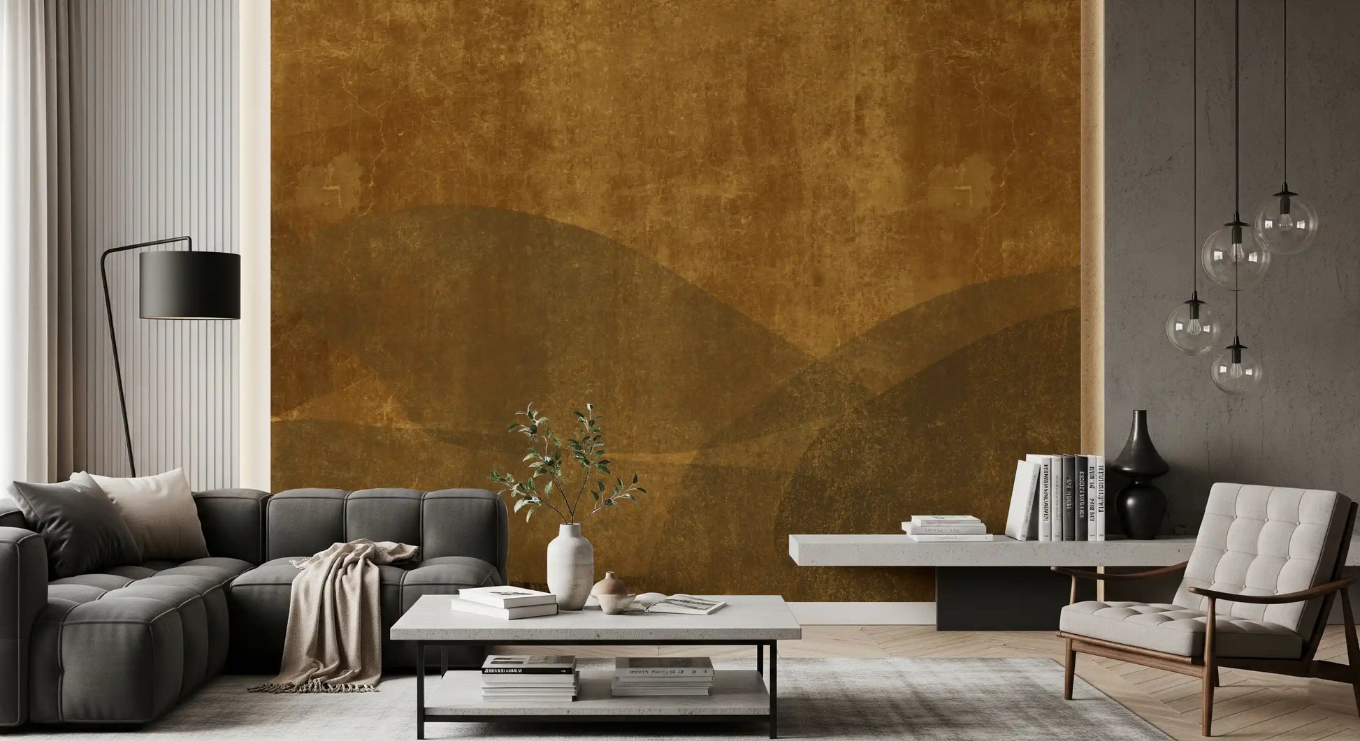 Earthy Tuscan Slopes Textured Art Wall Mural