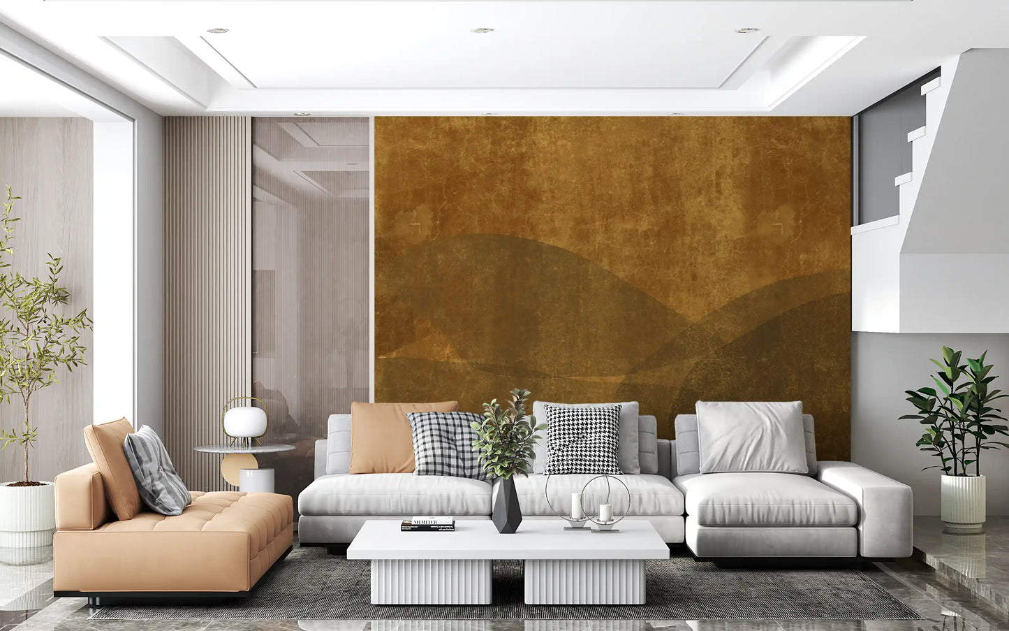 Earthy Tuscan Slopes Textured Art Wall Mural