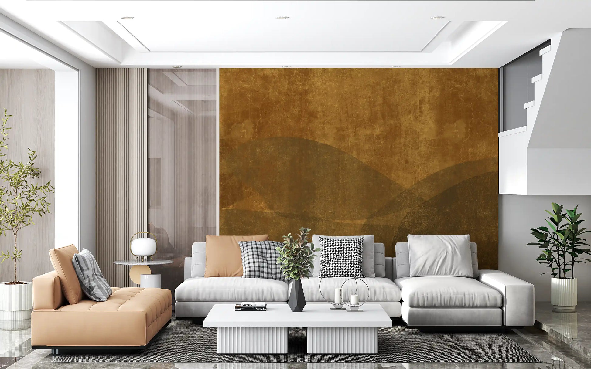 Earthy Tuscan Slopes Textured Art Wall Mural