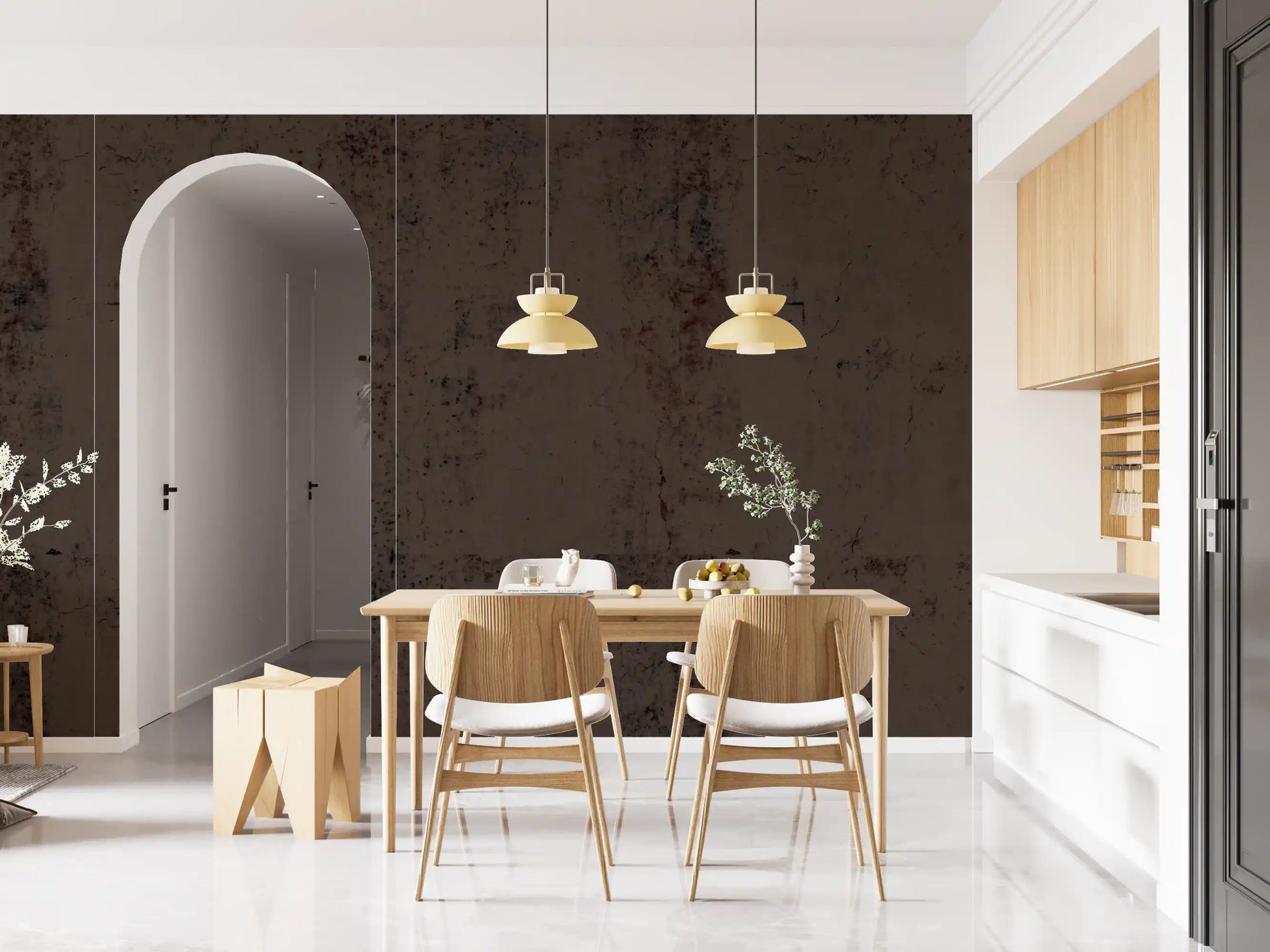 Moody Antique Dark Brown Plaster Wall Mural