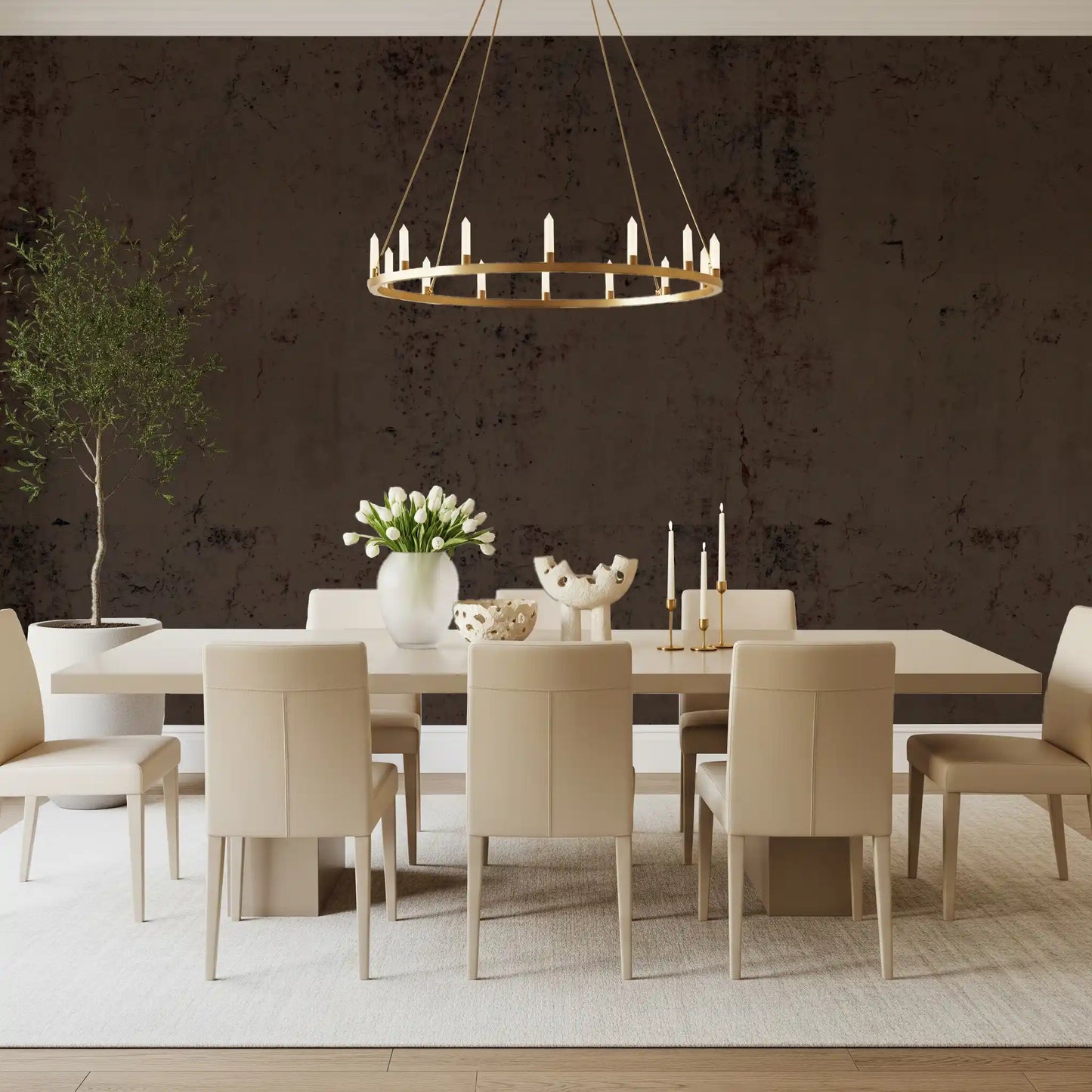 Moody Antique Dark Brown Plaster Wall Mural