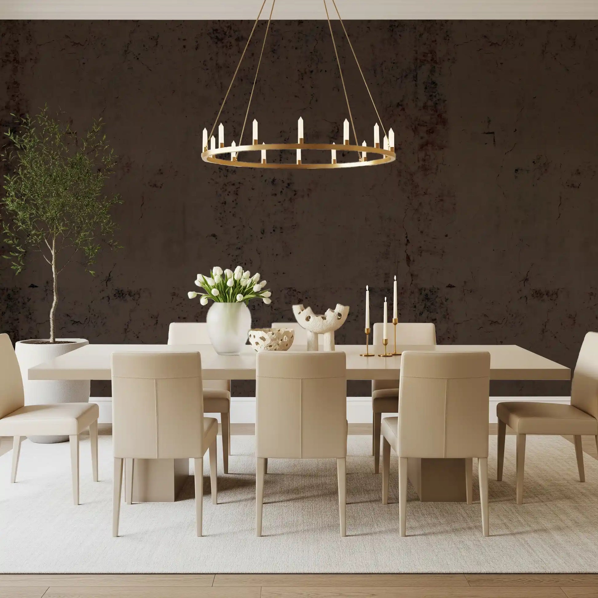 Moody Antique Dark Brown Plaster Wall Mural
