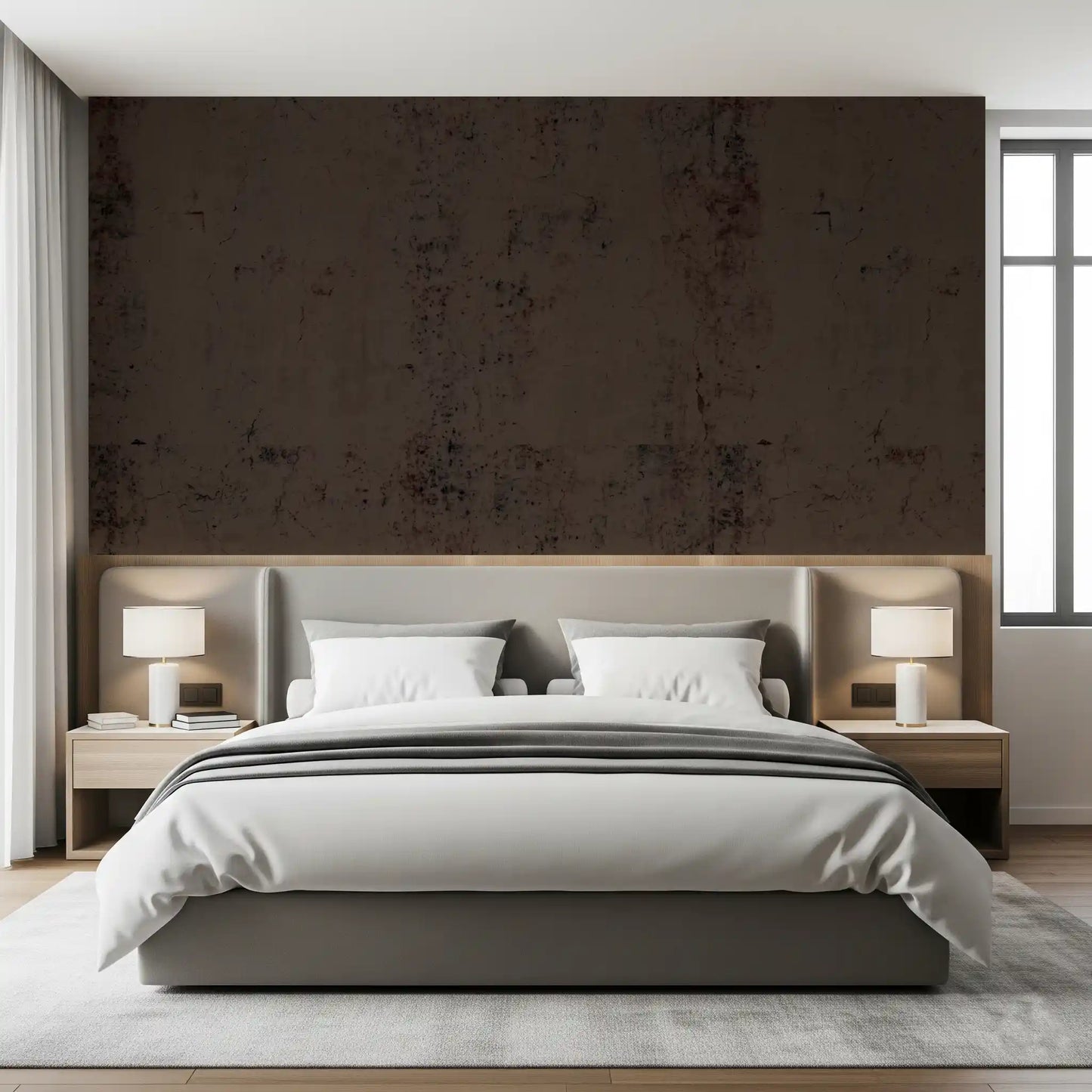 Moody Antique Dark Brown Plaster Wall Mural
