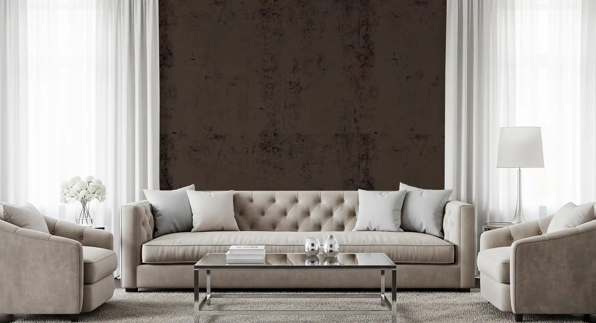 Moody Antique Dark Brown Plaster Wall Mural