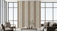 Trailing Vine and Linen Stripe Panel Wallpaper⁠