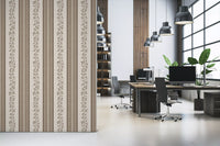 Trailing Vine and Linen Stripe Panel Wallpaper⁠